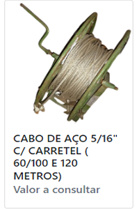 Cabo de Aço 5/16" 60/100/120 Metros Metalizado Flexo